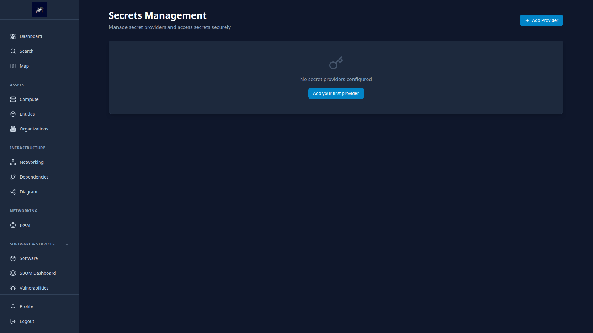 Secrets management view